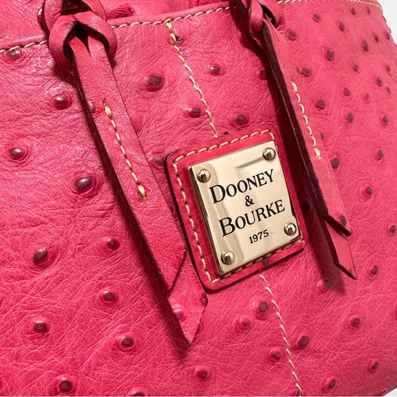 Dooney & Bourke Ostrich Embossed Leather Pocket Sac Hobo in Fuchsia NWT - Picture 7 of 11